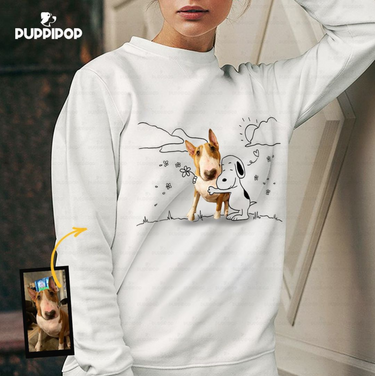 Personalized Dog Gift Idea - Funny Character Line Art For Puppy Lovers - Standard Crew Neck Sweatshirt